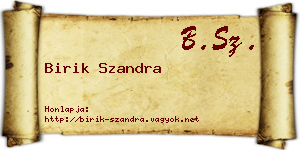 Birik Szandra névjegykártya